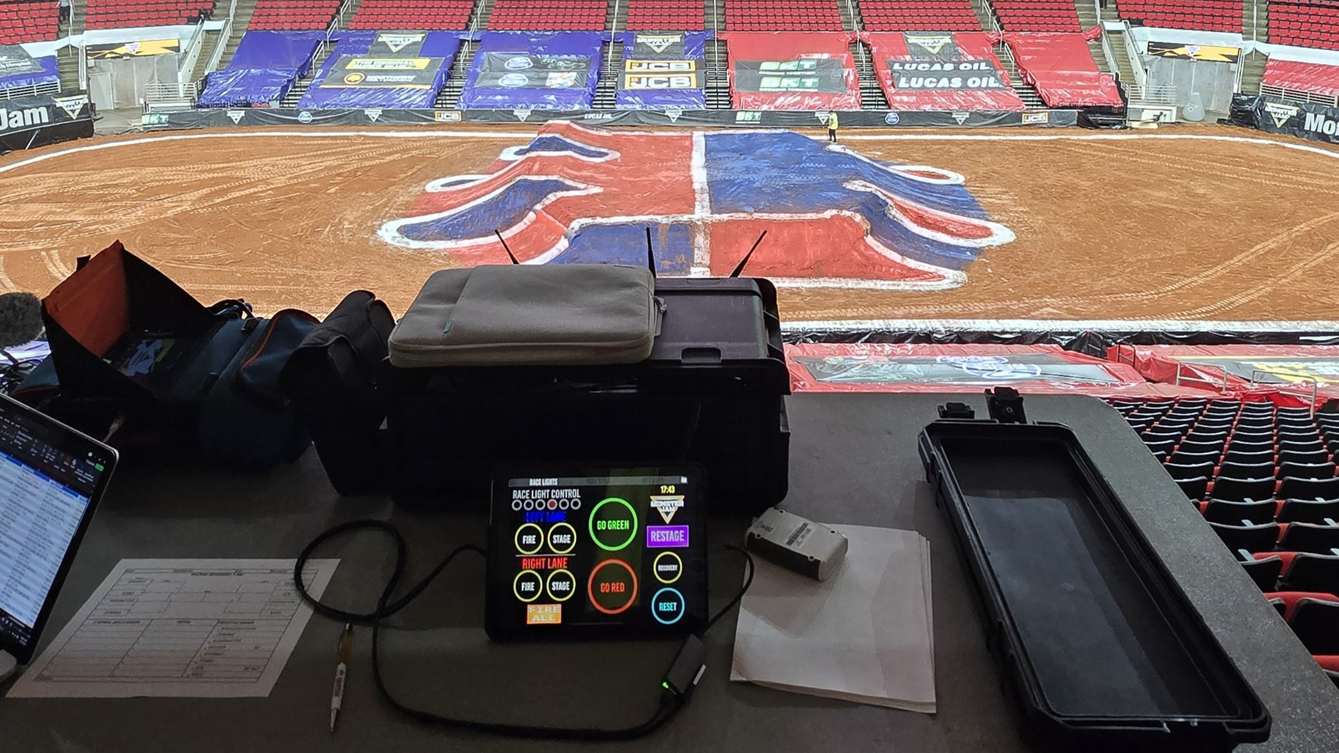 The Visual Productions Kiosc control app in the Monster Jam&reg; Control Booth.