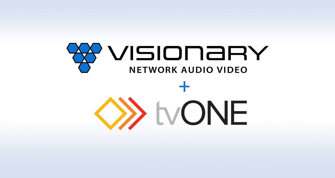 Visionary’s 5 Series PacketAV Matrix endpoints connect with tvONE’s CALICO PRO processors for networked video wall applications.